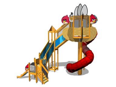 Игровой комплекс Angry Birds с винтовой горкой